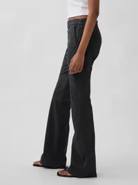 Low Rise Fitted Flare Khakis - Black — view 3