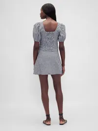 Low Rise Linen-Blend Mini Skort - Black gingham — view 2