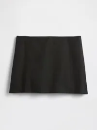 Low Rise Linen-Blend Mini Skort - True black — view 5