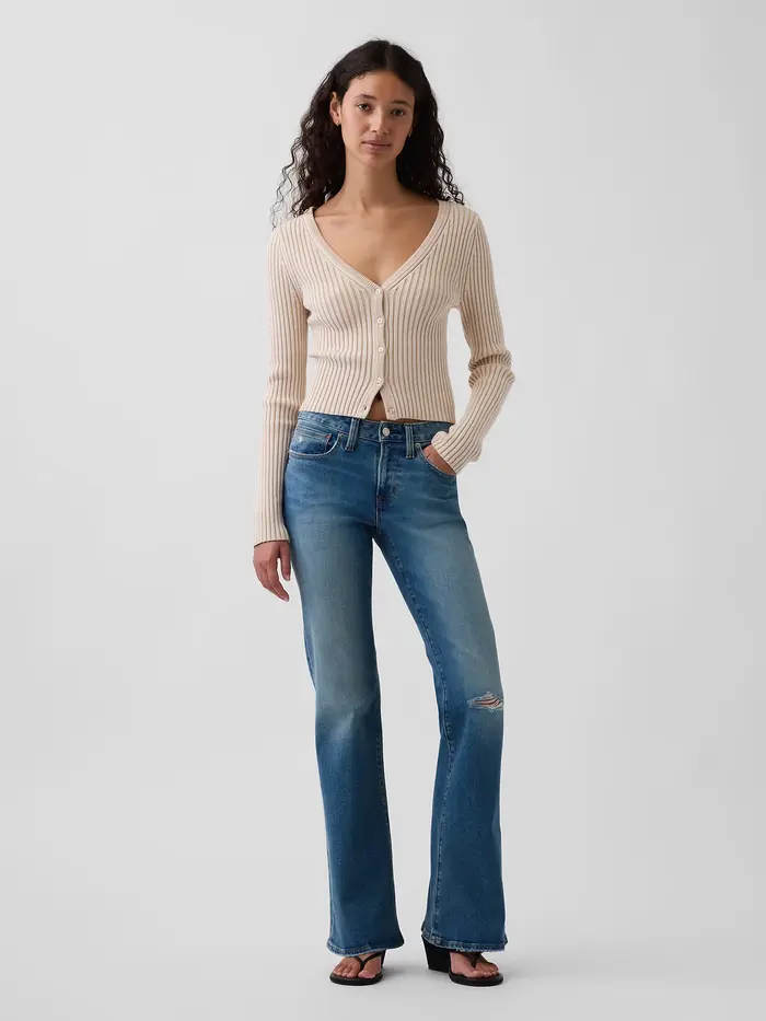 Low Rise Long & Lean Jeans - Medium destroy wash