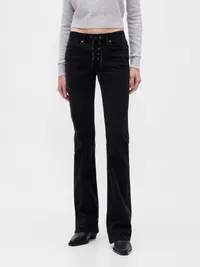 Low Rise Long & Lean Lace-Up Jeans - Basic black — view 2
