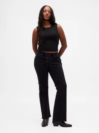 Low Rise Long & Lean Lace-Up Jeans - Basic black — view 5