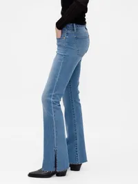 Low Rise Long & Lean Split-Hem Jeans - Medium wash blue — view 3