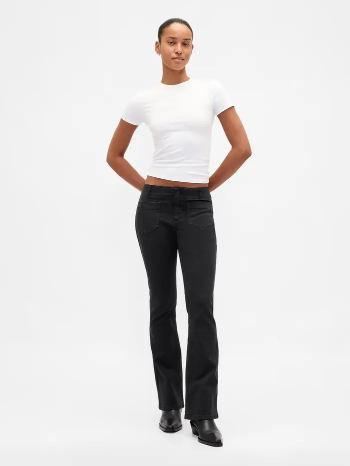 Low Rise Twill Long & Lean Pants - Black