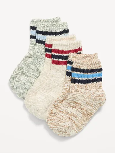 Marled Crew Socks 3-Pack for Toddler & Baby - Neutral Stripe