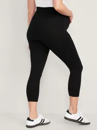 Maternity 2-Pack Full-Panel Cropped Jersey Leggings - Black Jack — view 2