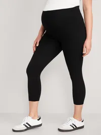 Maternity 2-Pack Full-Panel Cropped Jersey Leggings - Black Jack — view 3