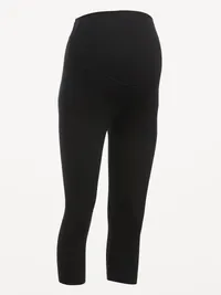 Maternity 2-Pack Full-Panel Cropped Jersey Leggings - Black Jack — view 4