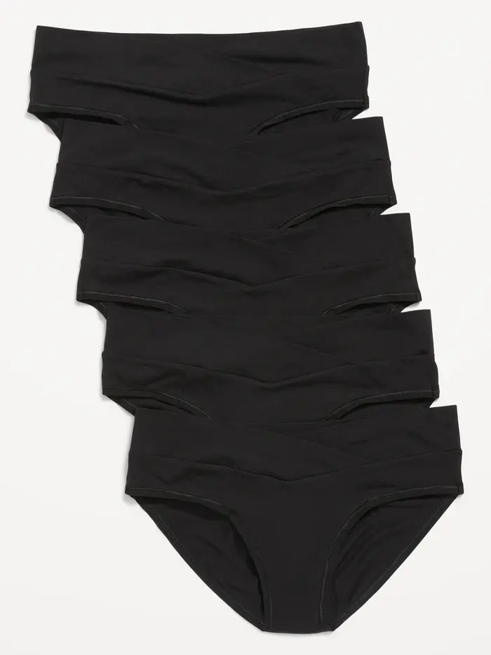 Maternity 5-Pack Soft-Knit Low-Rise Bikini Underwear - Black Jack