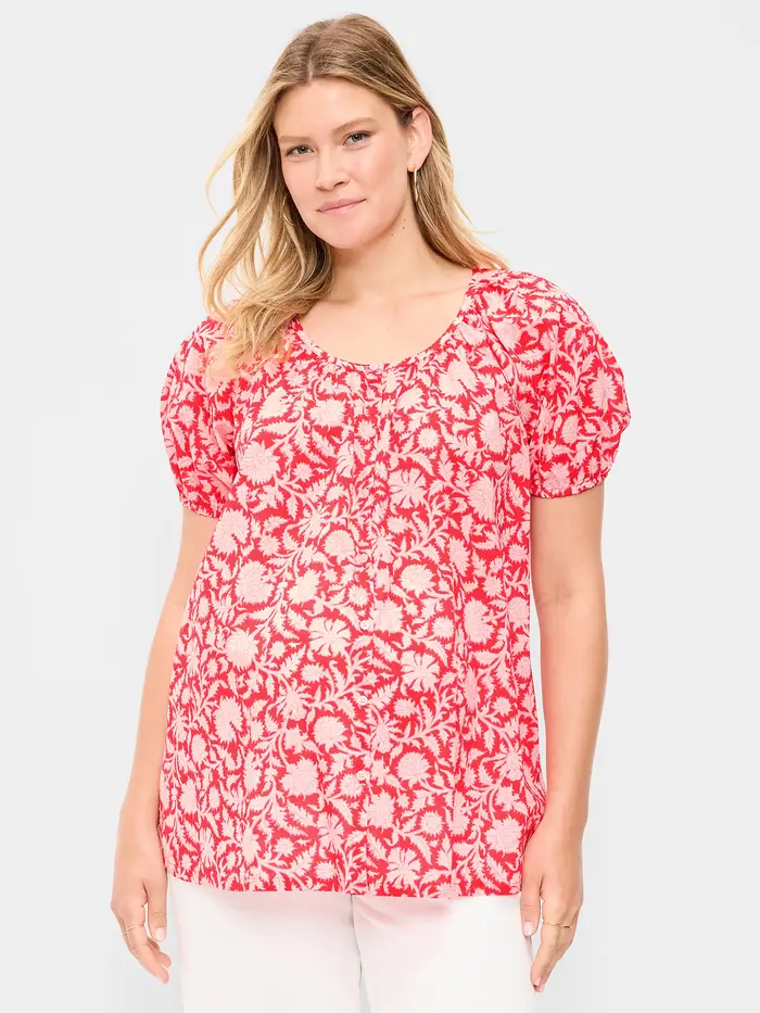 Maternity Airy Button-Down Top - Pink Floral