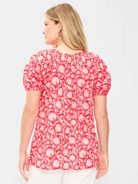 Maternity Airy Button-Down Top - Pink Floral — view 2