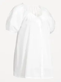 Maternity Airy Button-Down Top - White Lilies — view 2
