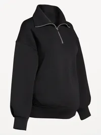 Maternity Bounce Fleece Half-Zip Pullover - Black Jack — view 2
