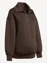 Maternity Bounce Fleece Half-Zip Pullover - Coffee Bl — view 2