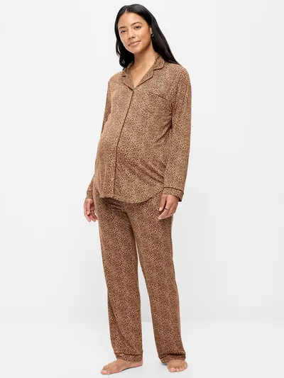 Maternity Classic Pajama Set - Cheetah