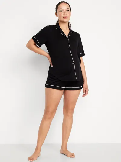 Maternity Classic Pajama Short Set - Black Jack
