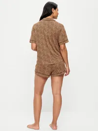 Maternity Classic Pajama Short Set - Cheetah Brown — view 3