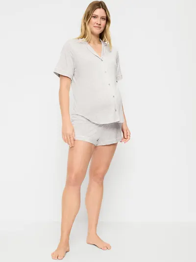 Maternity Classic Pajama Short Set - Heather Gray