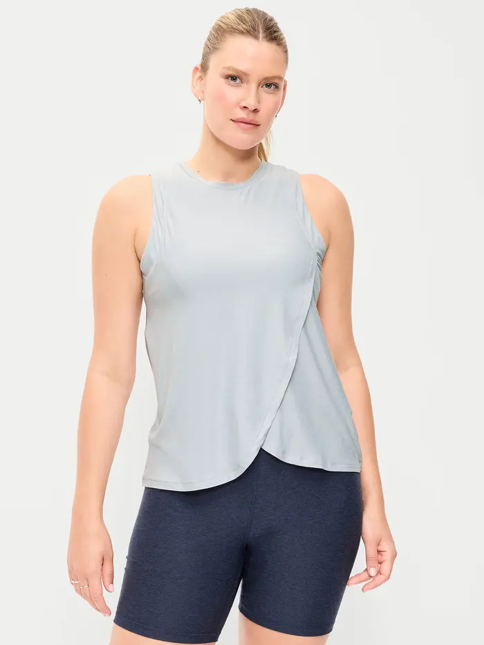 Maternity CloudMotion Nursing Wrap Top - Light Gray