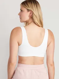 Maternity Cross-Front Cotton Nursing Bralette - White Lilies — view 2
