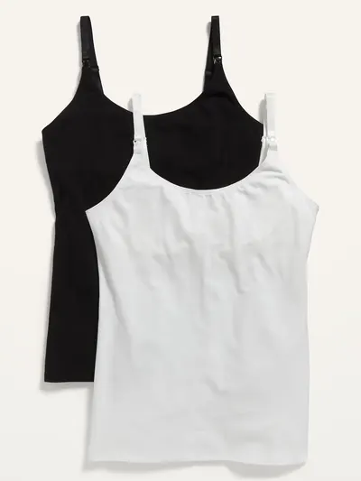 Maternity First Layer Nursing Cami 2-Pack - Black/White Pack