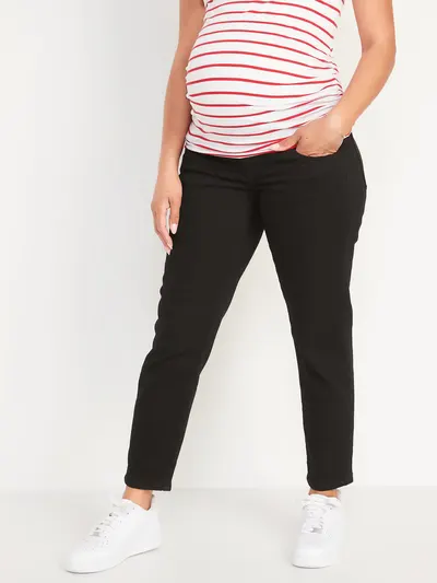 Maternity Front Low-Panel OG Straight Jeans - Black Jack