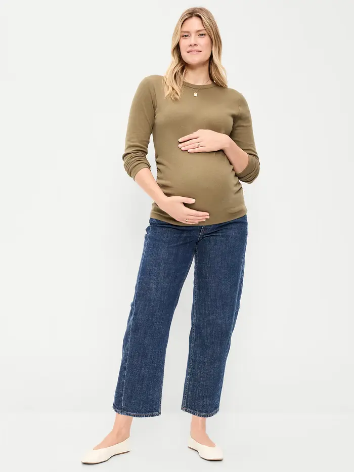 Maternity Full-Panel Barrel Ankle Jeans - Evie