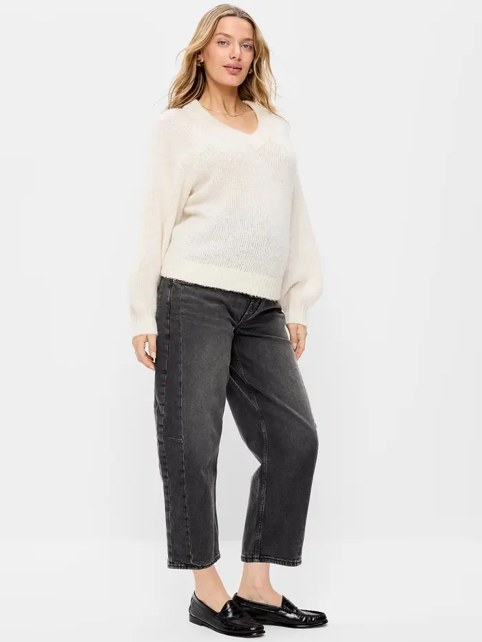 Maternity Full-Panel Barrel Ankle Jeans - Leila