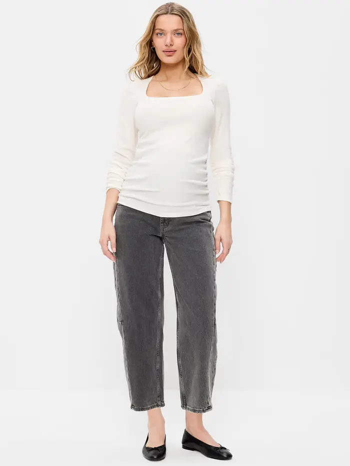 Maternity Full-Panel Barrel Ankle Jeans - Nyx