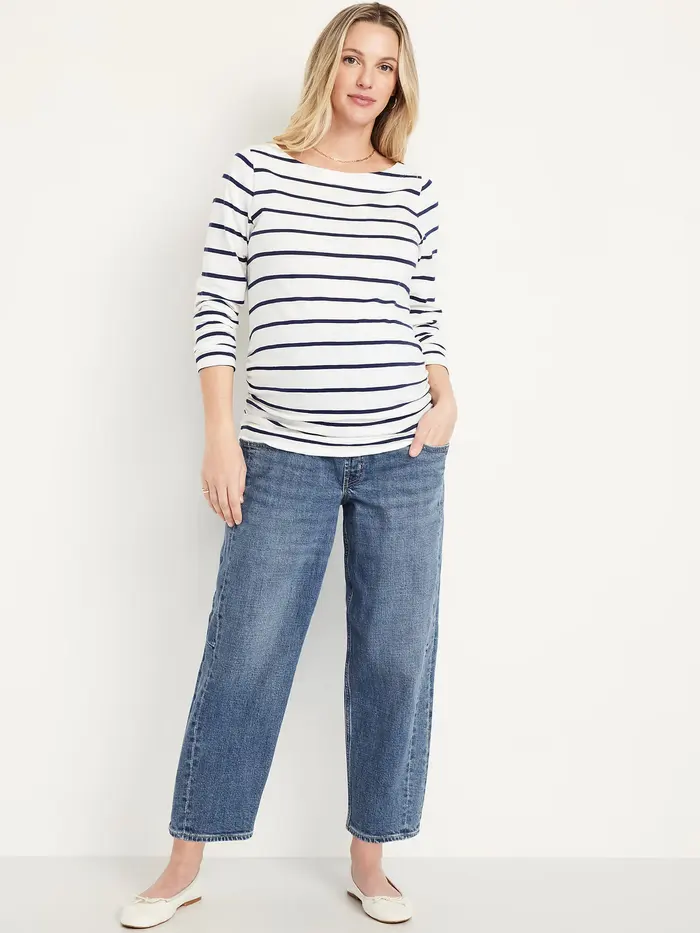 Maternity Full Panel Barrel Ankle Jeans - Pansy