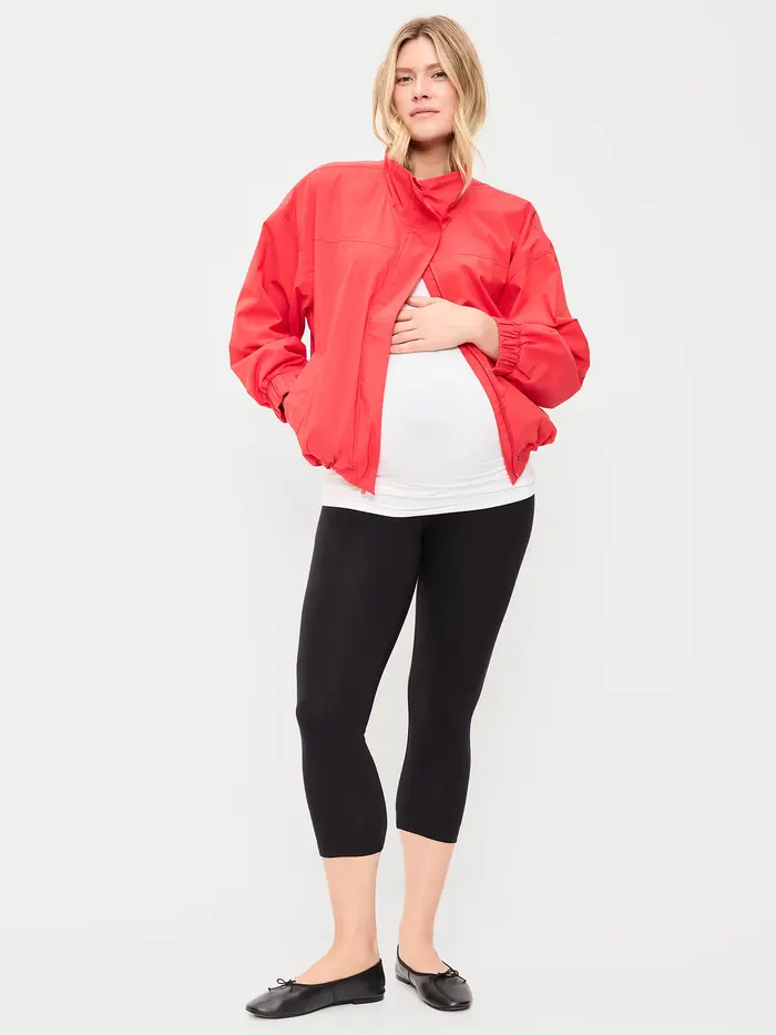 Maternity Full-Panel Cropped Leggings - Black Jack