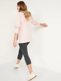 Maternity Full Panel Cropped Leggings - Dark Med Grey Heather — view 2