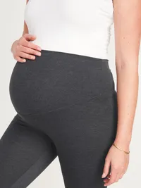 Maternity Full Panel Cropped Leggings - Dark Med Grey Heather — view 5