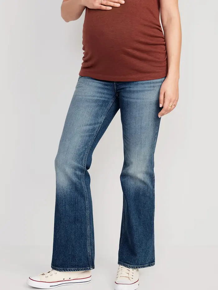 Maternity Full-Panel Flare Jeans - Medium Wash
