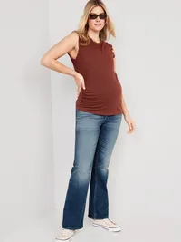 Maternity Full-Panel Flare Jeans - Medium Wash — view 3