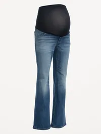 Maternity Full-Panel Flare Jeans - Medium Wash — view 4