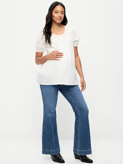 Maternity Full-Panel Flare Leg Jeans - Clarice
