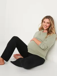 Maternity Full-Panel Flare Leggings - Black Jack — view 3