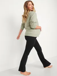 Maternity Full-Panel Flare Leggings - Black Jack — view 2