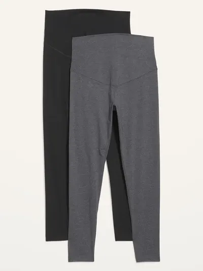 Maternity Full-Panel Leggings 2-Pack - Black/Gray