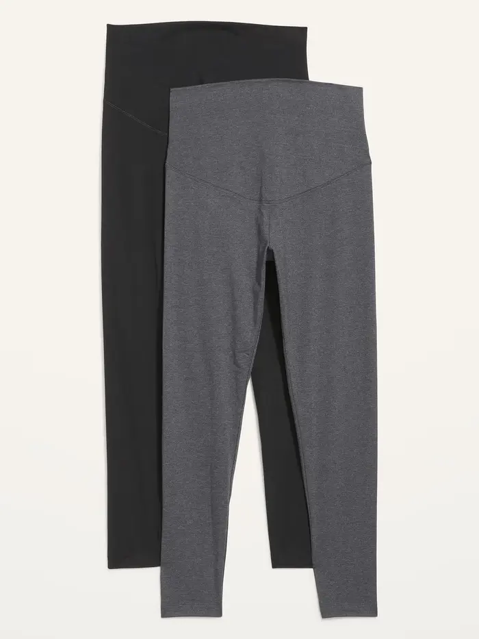Maternity Full-Panel Leggings 2-Pack - Black/Gray