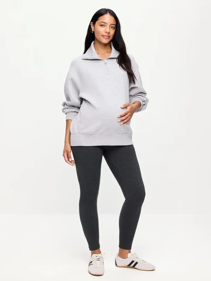 Maternity Full-Panel Leggings - Dark Heather Gray