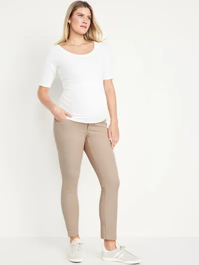 Maternity Full-Panel Pixie Ankle Pants - Mocha Mocha