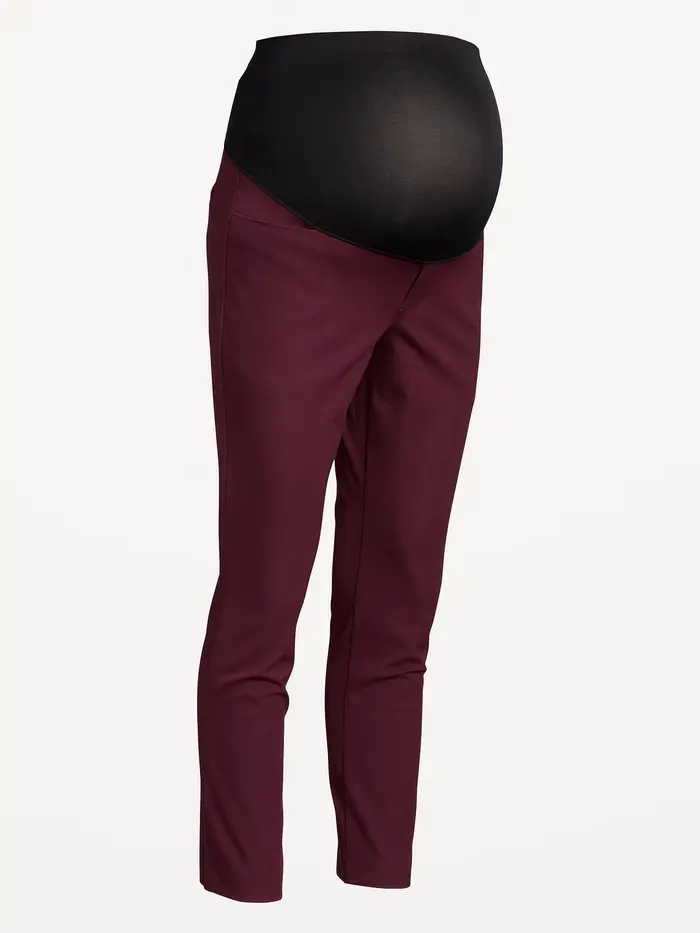 Maternity Full-Panel Pixie Ankle Pants - Red Raisin
