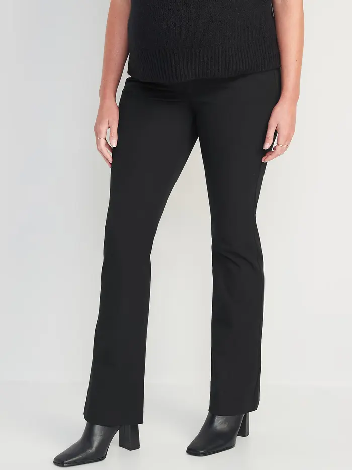 Maternity Full-Panel Pixie Flare Pants - Black Jack