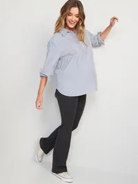 Maternity Full-Panel Pixie Flare Pants - Dark Heathered Gray — view 3