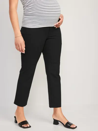 Maternity Full-Panel Pixie Straight Ankle Pants - Black Jack