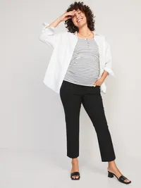 Maternity Full-Panel Pixie Straight Ankle Pants - Black Jack — view 3