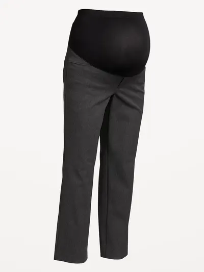 Maternity Full-Panel Pixie Straight Pants - Dark Heather Gray