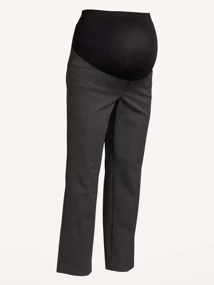 Maternity Full-Panel Pixie Straight Pants - Dark Heather Gray